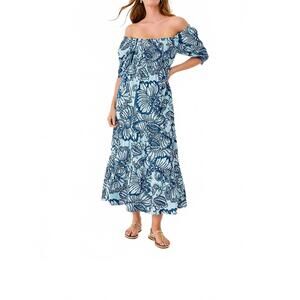 NEW LILLY PULITZER hadly short sleeve maxi dress in starlight navy proud as a pe